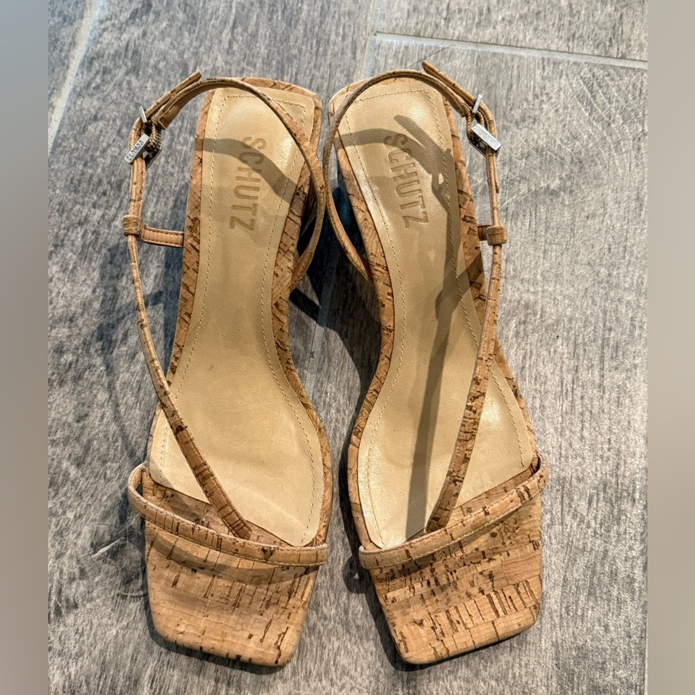 Schutz Heloise cord kitten slingback heels, size 7.5